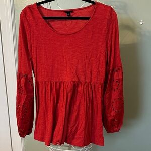 Torrid Scarlet Blouse with Eyelet Sleeves